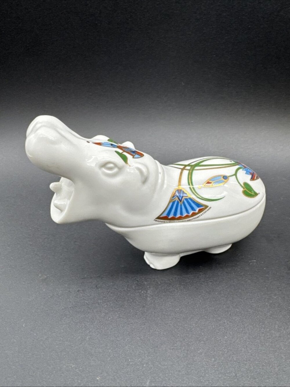 Vtg ELIZABETH ARDEN “TREASURES Of The PHARAOHS” HIPPO TRINKET BOX Ceramic